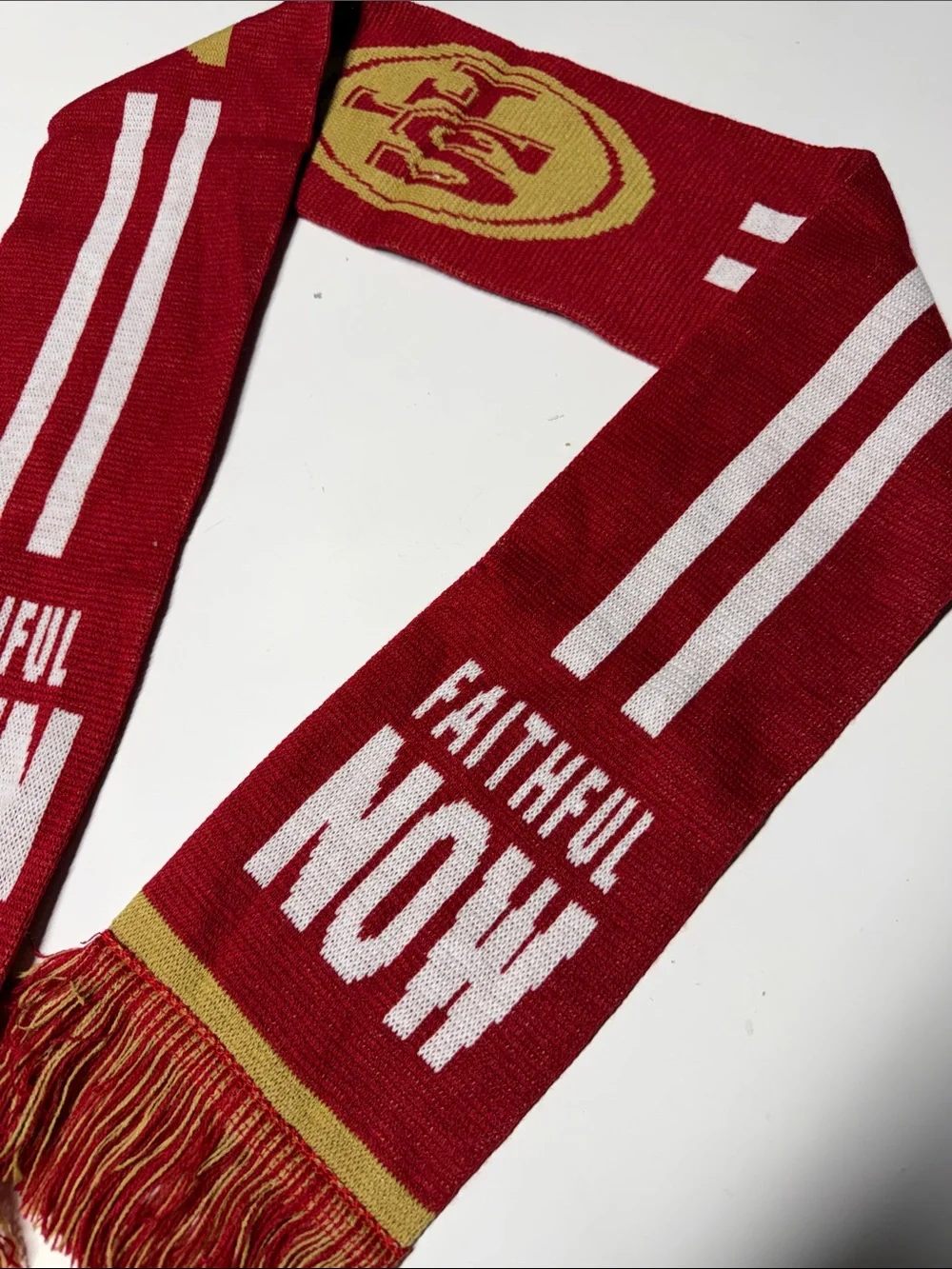 San Francisco 49ers faithful knit winter Gameday scarf red & gold unisex